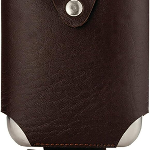Stainless Steel Flask with Traveling Case - Leather Wrap Stainless Steel Flask w - Picture 1 of 11
